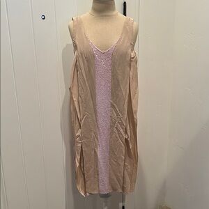 Sachin + Babi Pink and Beige Silk Sleeveless Dress